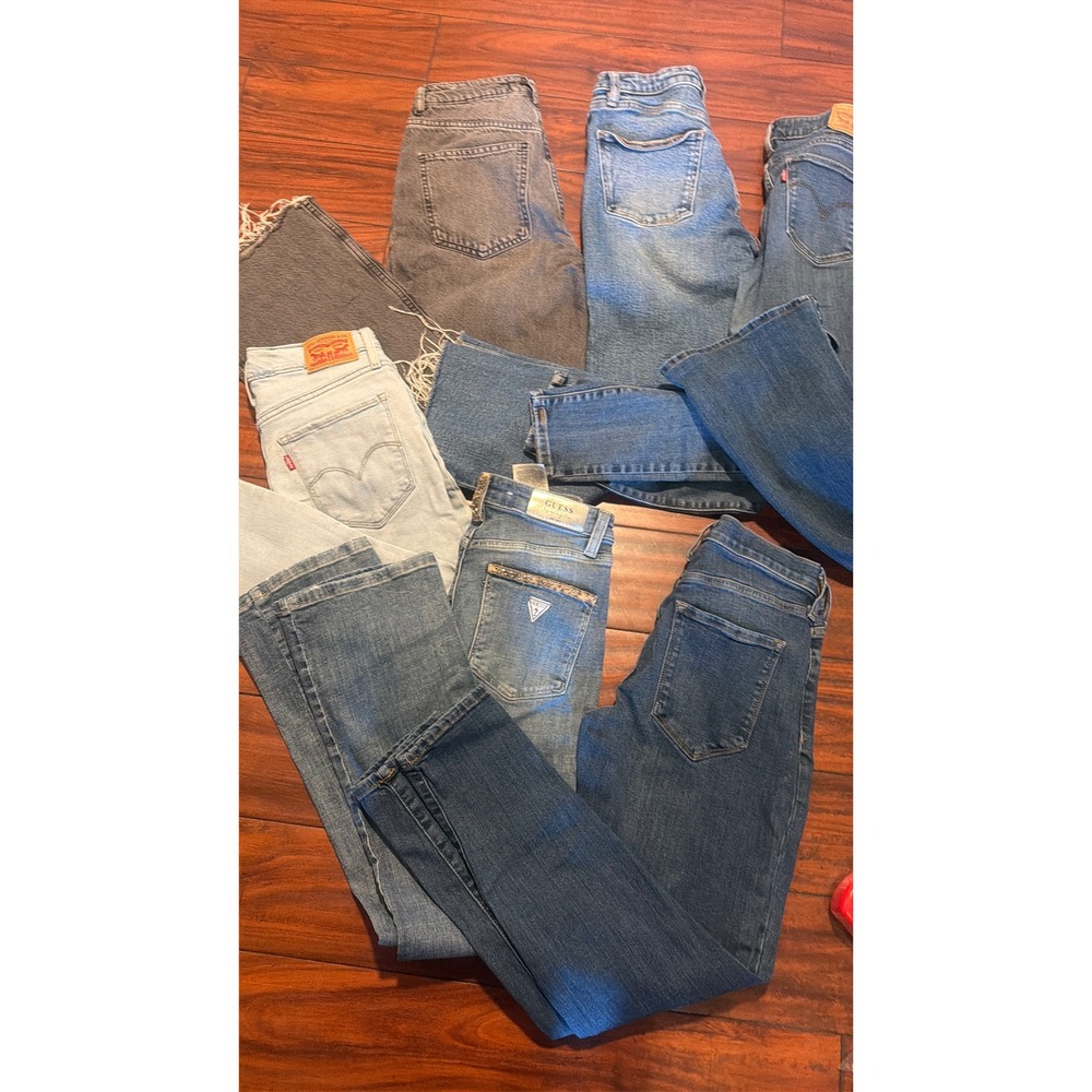 7pc Womens Jeans Bundle Sz 26 Zara Levis Banana Republic Guess Denim Lot - Picture 2 of 3